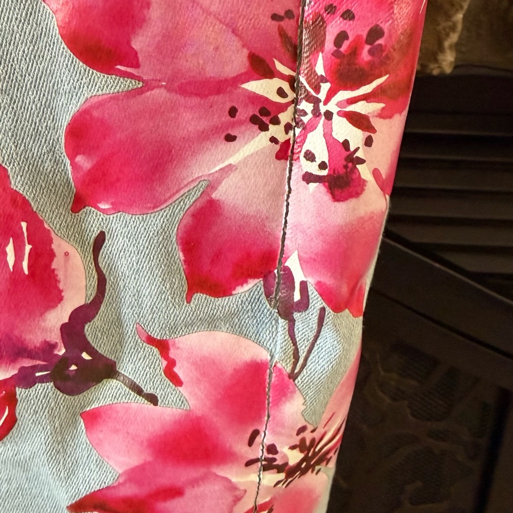VENUS Light Wash Straight Leg Jeans with Pink & Purple Floral Accents - Picture 3 of 10
